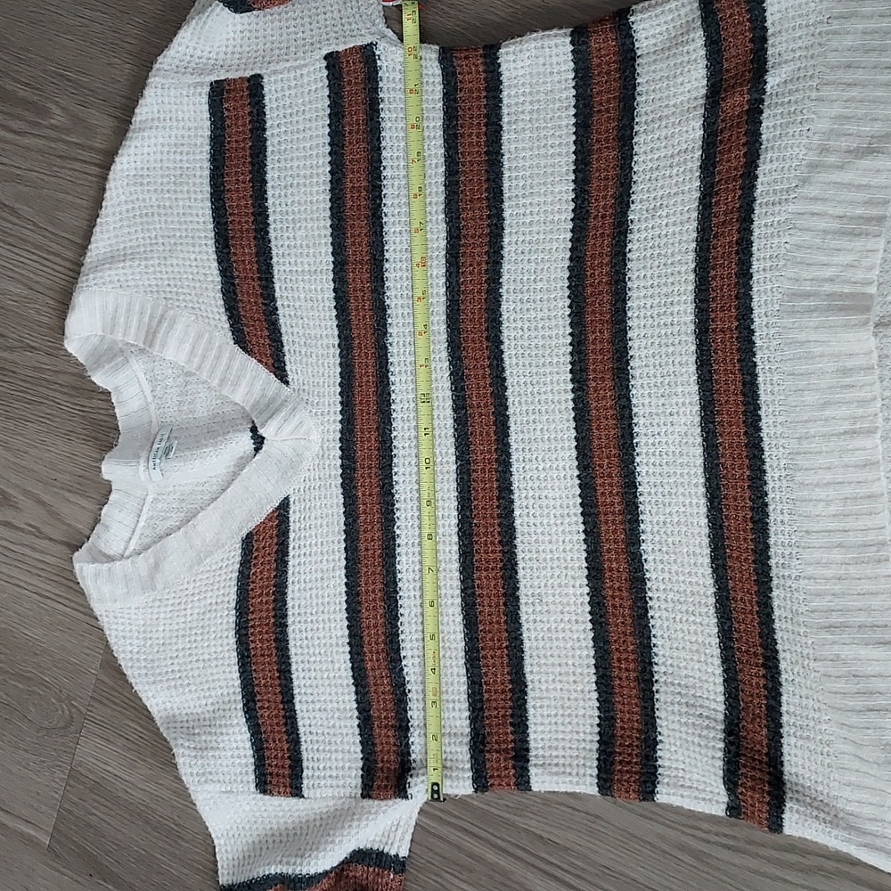 American Eagle s/p long sleeve v neck sweater white black brown - Picture 10 of 11